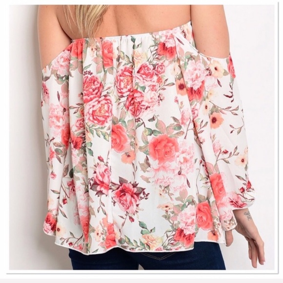Floral Off Shoulder Top With Sleeves - Picture 3 of 3